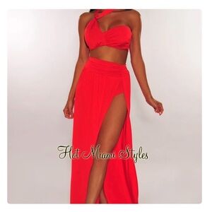 Two piece slit skirt set